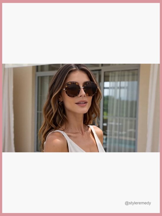 Polarized Retro Round Sunglasses with UV Protection, Metal Frame main image 7